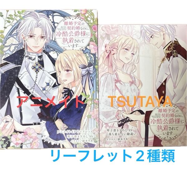 アニメイト TSUTAYA 4Pリーフレット 2種類 / 離婚予定の契約婚なのに、冷酷公爵様に 3 琴子