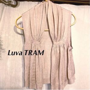 Luva TRAM ベージュ デザインジレ ベスト サンドベージュ 羽織り 肩見せ カーディガン 羽織 グランジ