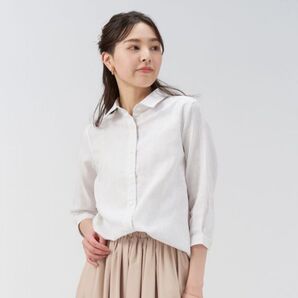 ブリックハウス Wガーゼ 七分袖シャツ ベージュ