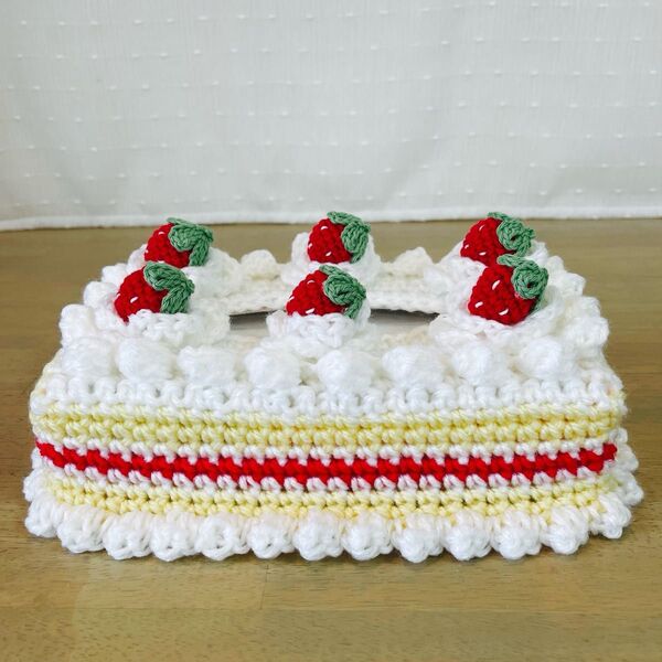 ボックスティッシュカバーいちごショートケーキハンドメイド かわいい おしゃれ