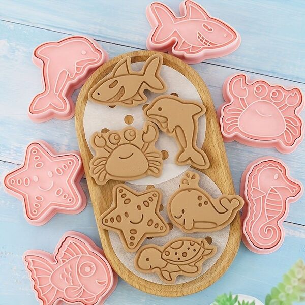 【8点セット】海 クッキー型 海の生き物 粘土あそび キャラ弁 抜き型 キッズ かわいい お菓子作り キャラ弁粘土作り 型抜き