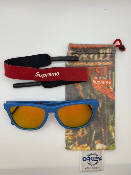 Supreme × OAKLEY frogskins シュプリーム オークリー フロッグスキン サングラス ブルー メガネフレーム