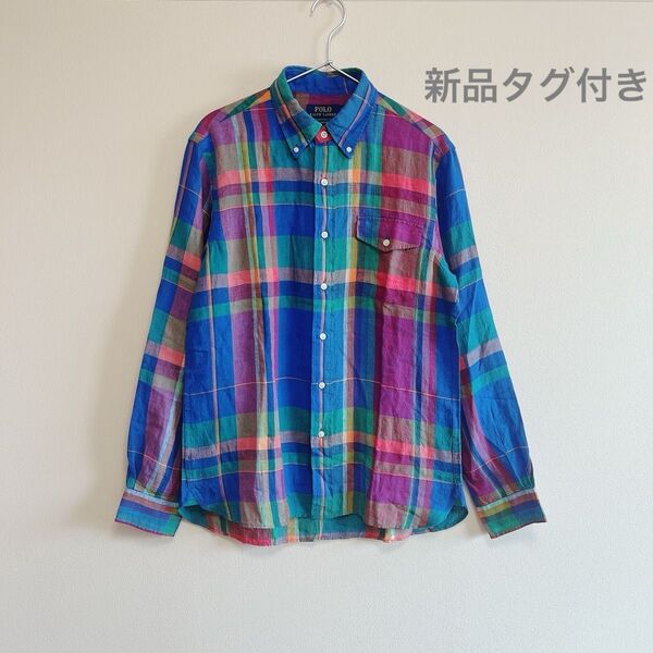 【新品タグ付き 】【メンズS】23SS ポロ ラルフローレン ボタンダウン リネン 長袖 シャツCLASSIC FIT 麻100%
