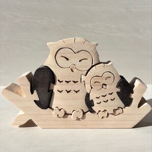 ハンドメイド フクロウの組み木