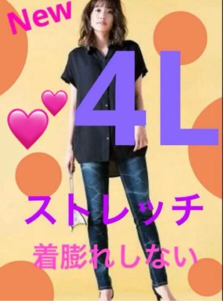 4Lスキニーデニム 大きいサイズストレッチデニム レギパン すごく履き心地バツグン ストレッチバツグン 楽ちん 新品 タグ付き
