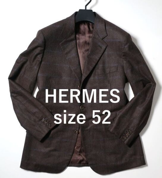 極美品 エルメス HERMES カシミヤ混ジャケット/イタリア製 ブラウン×ネイビー 52(5476)cdihj