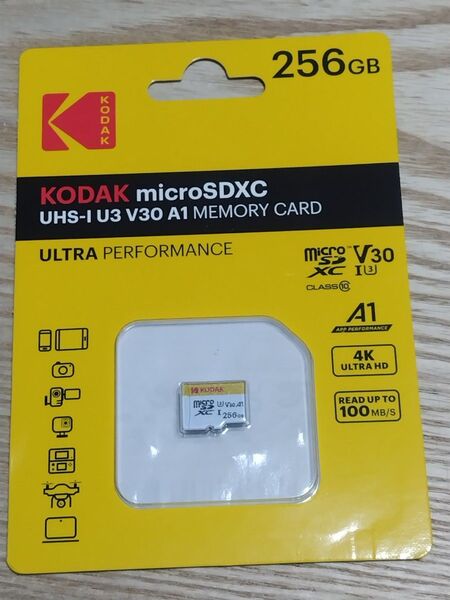 【KODAK】microSDXC 256GB UHS-1 U3 V30 A1 4K録画対応