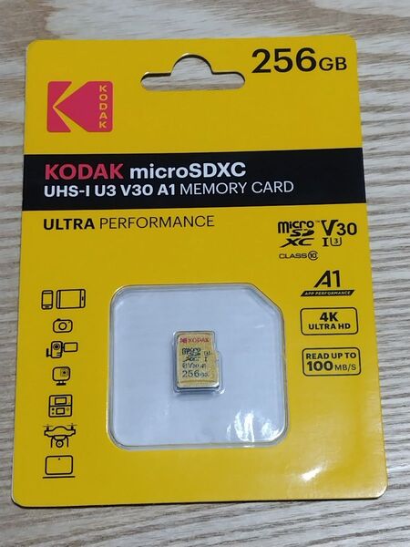 【KODAK】microSDXC 256GB UHS-1 U3 V30 A1 4K録画対応