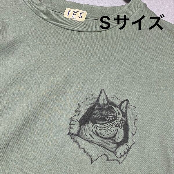 【美品】 TES エンドレスサマー フレンチブルドッグ フレブル BUHI Tシャツ グリーングレー Sサイズ
