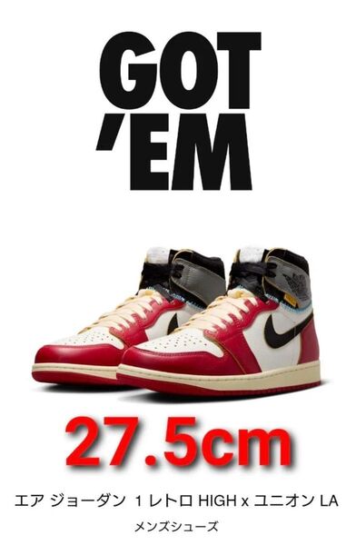 UNION × Nike Air Jordan 1 Retro High OG "Chicago/Shadow"27.5cm