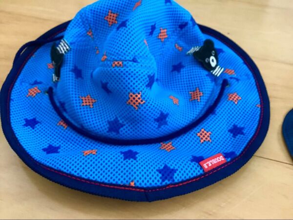 美品 ミキハウス ダブルB メッシュ 3Way テンガロンハット 日よけ付 52