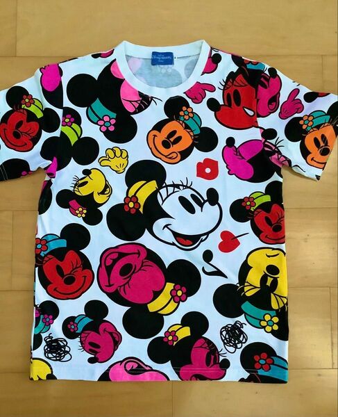 美品 ディズニー ミッキー ミニー 総柄 半袖Tシャツ S