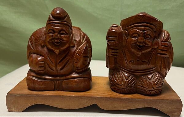 木彫り 置き物 大黒天様 恵比寿様 縁起物 商売繁盛 置き物 七福神