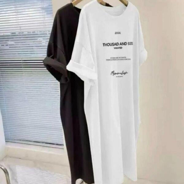 ワンピース カジュアル レディース シンプル ロゴTシャツワンピース 白 ロング 春夏 半袖 オーバーサイズ ゆったり 人気