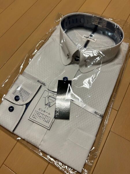 新品★BILLACKピンホールカラー長袖ワイシャツ★カッターシャツ★L41-82★ホワイト白