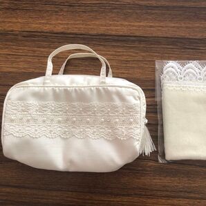 新品 近沢レース ポーチ 白 オフホワイト 化粧ポーチ 小物入れ