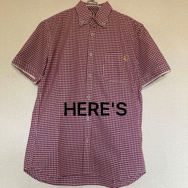 半袖 シャツ メンズ チェック 古着 ボタンダウン 90s アメカジ ストリート HERE'S STREET 46サイズ