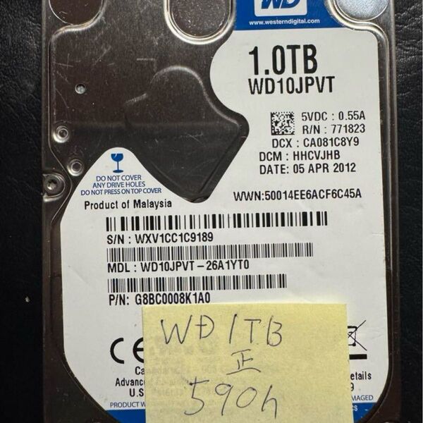 格安使用時間少ないWD 1TB 内蔵型ハードディスクドライブ WD10JPVT