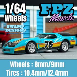【FPZ-Muscle】1/64 ホイール 前後異径ホイール 未塗装 アメ車 1/64ホイール 深リム ミニカーカスタムホイール