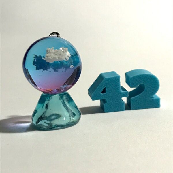42ピンクブルー夕焼けレジンアクセサリー20mm夏トロピカルハンドメイド空レジン雲レジン球体ネックレスバッグチャームPP ; )