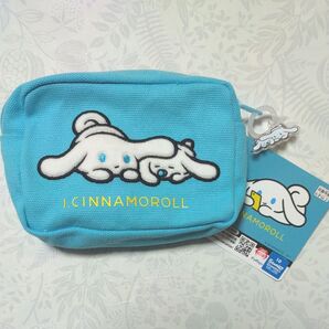 【アイ シナモロール もこもこアップリケポーチ】サンリオ 水色