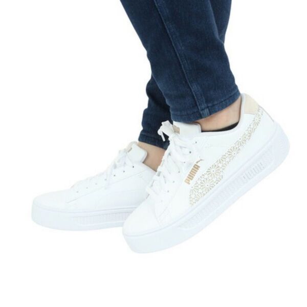 PUMA プーマ プラットフォームスニーカーV3LC ホワイト 38940301 厚底 レース 花