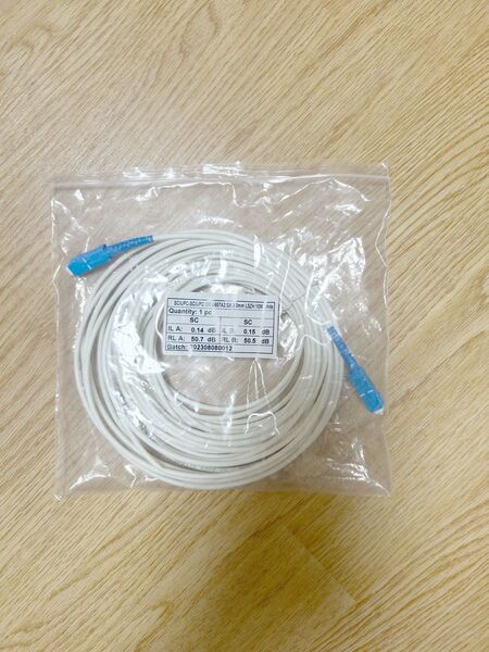 美品 光ファイバーケーブル 宅内光配線コード 両端SCコネクタ SC-SC 耐圧 白 10m