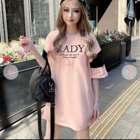 Rady スリーブライン ロゴTシャツ ピンク