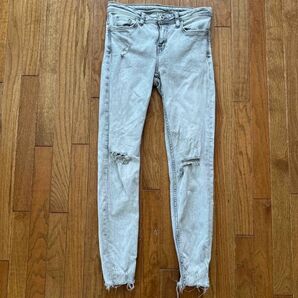 ZARA スキニーダメージローライズデニム