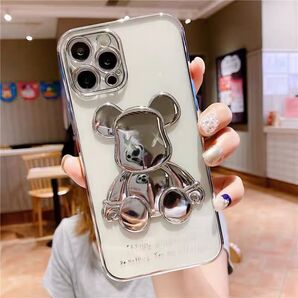 iPhoneケース iPhone11proケース カウズくま kawsくま シルバー 韓国