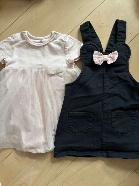 h&m ワンピース ミニー チュール ピンク 半袖 サロペットスカート 70 80 75 ロンパース ディズニー