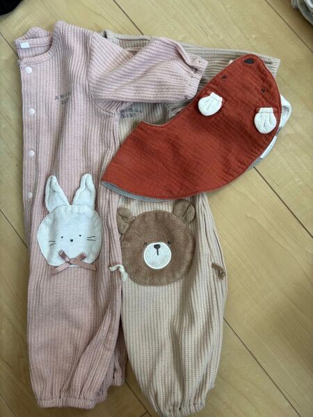 ロンパース 50 60 70 ワッフル スタイ ダッドウェイ うさぎ くま ベビー服 ベビーザラス