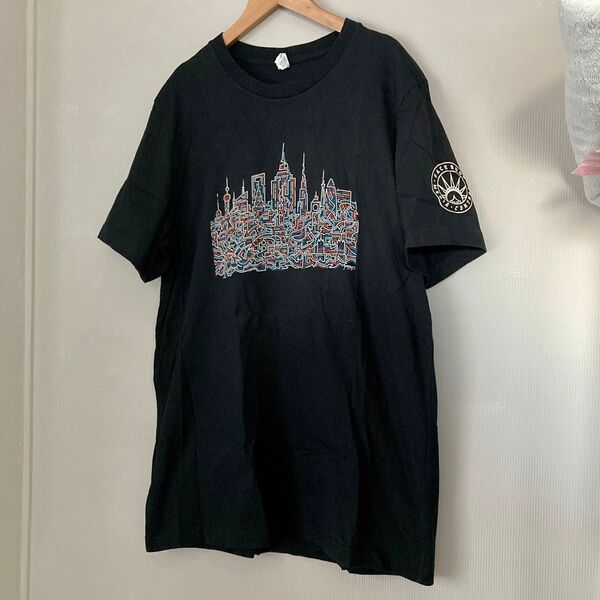 canvas ブラック Tシャツ ビンテージ風 Facebook柄 黒 半袖