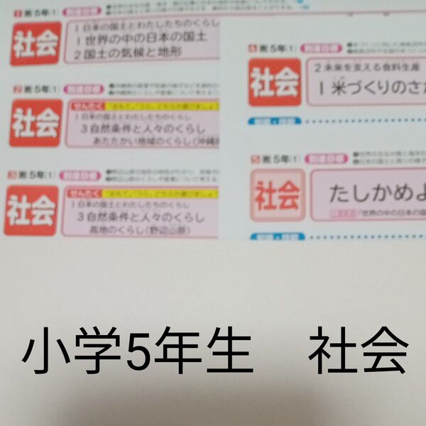 5年生 社会 日本標準 教育出版 カラーテスト 1学期 未使用