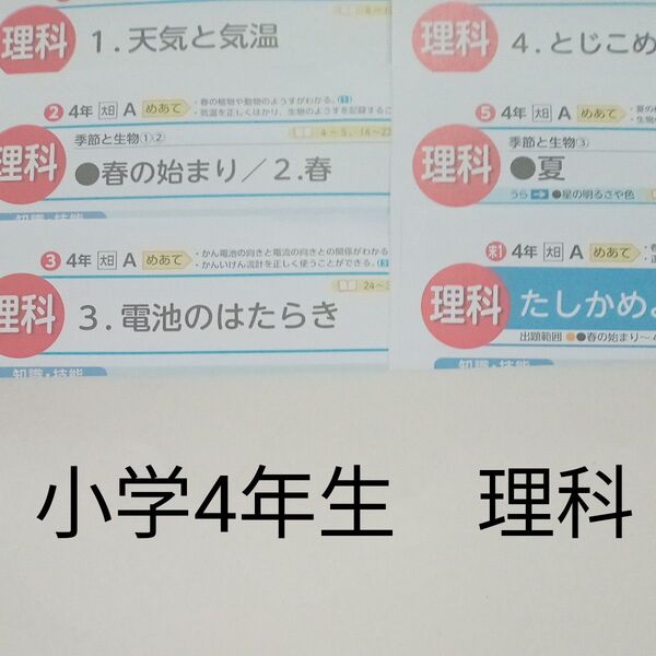 4年生 理科 光文書院 大日本図書 カラーテスト 1学期 未使用 未記入