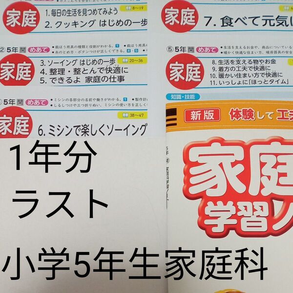 5年生 家庭科 開隆堂 青葉出版 1年分 カラーテスト 未使用 学習ノート