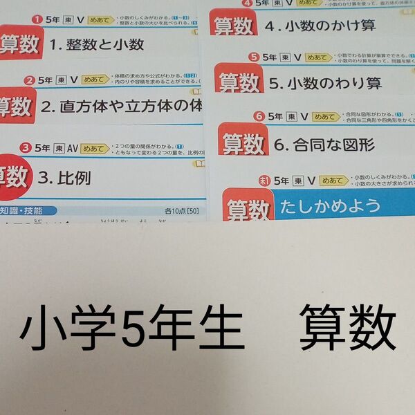 5年生 算数 東京書籍 光文書院 カラーテスト 1学期 未使用