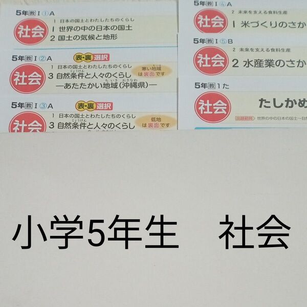 5年生 社会 教育出版 ぶんけい カラーテスト 1学期 未使用
