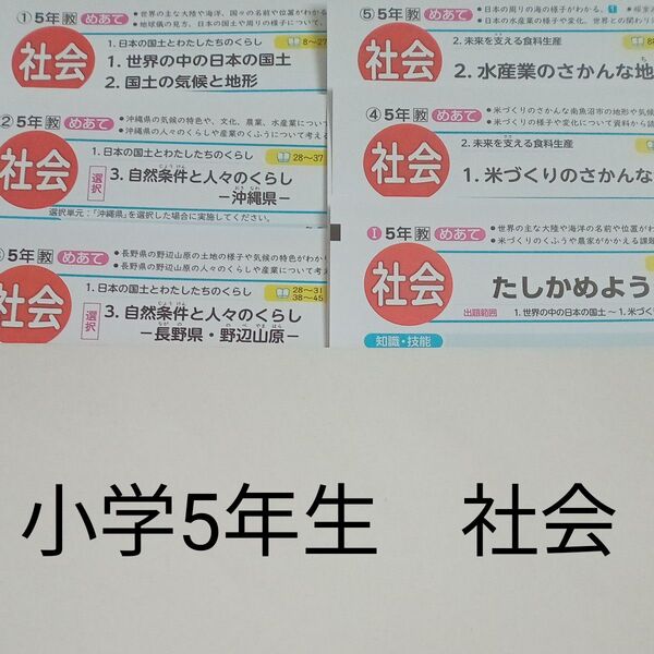 5年生 社会 教育出版 青葉出版 カラーテスト 1学期 未使用