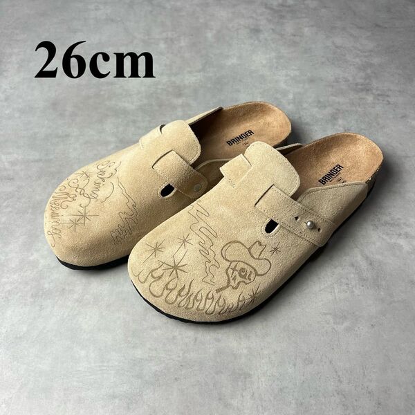 ★新品未使用★ サンダル スリッパ サボ クロッグ スウェード ベージュ スリッポン シューズ 26cm