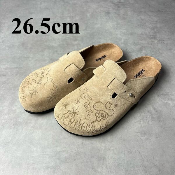 ★新品未使用★ サンダル スリッパ サボ クロッグ スウェード ベージュ スリッポン シューズ 26.5cm