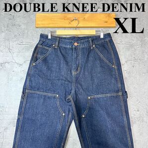 ★新品未使用 ダブルニーデニム デニムパンツ ペインターパンツ インディゴ 濃紺 ワークパンツ アメカジ ミリタリー ワイド XL