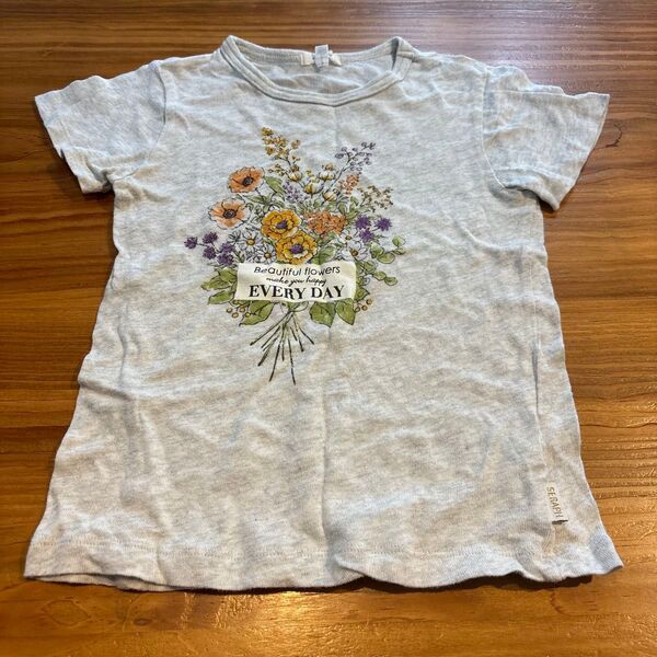 Seraph セラフ キッズTシャツ 花柄 90 グレーベージュ