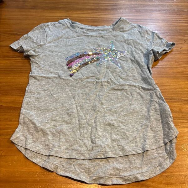 GAPキッズ Tシャツ 女の子 130 グレー スパンコール