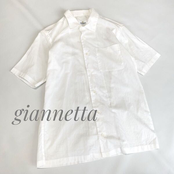 giannetta ジャンネット コットンシャツ 半袖 イタリア ホワイト シャツ イタリア製