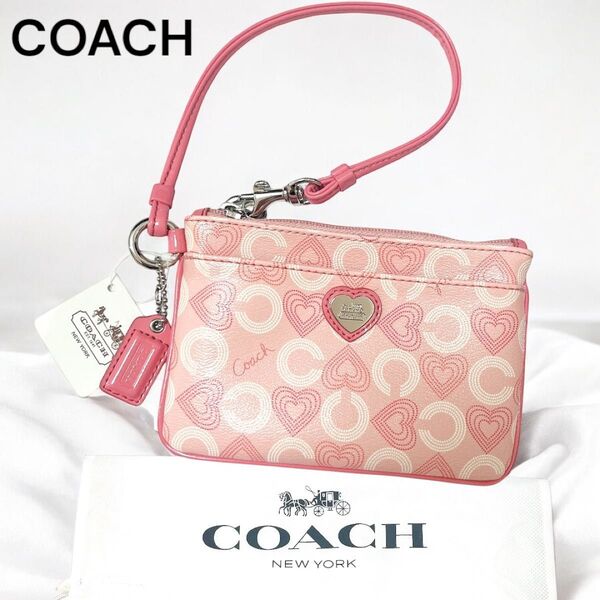 【未使用★保存袋付】COACH ポーチ コインケース ピンク ハート