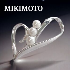 【極美品】MIKIMOTO パールブローチ あこや真珠 ハート型 刻印あり