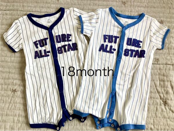 ロンパース カバーオール 18month(70〜80センチ)野球 ベースボール ユニフォーム ベビー服 双子 おそろい 男の子