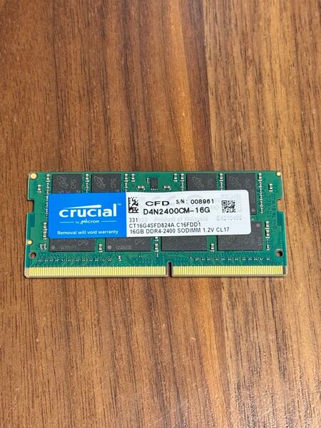Crucial ノートPC用メモリ PC4-19200(DDR4-2400) 16GB D4N2400CM-16G
