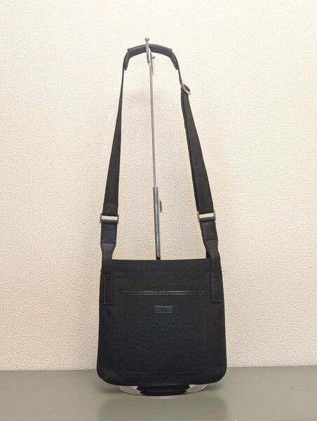 GUCCI【美品】 グッチ GG柄 キャンバス×レザー ショルダー バッグ
